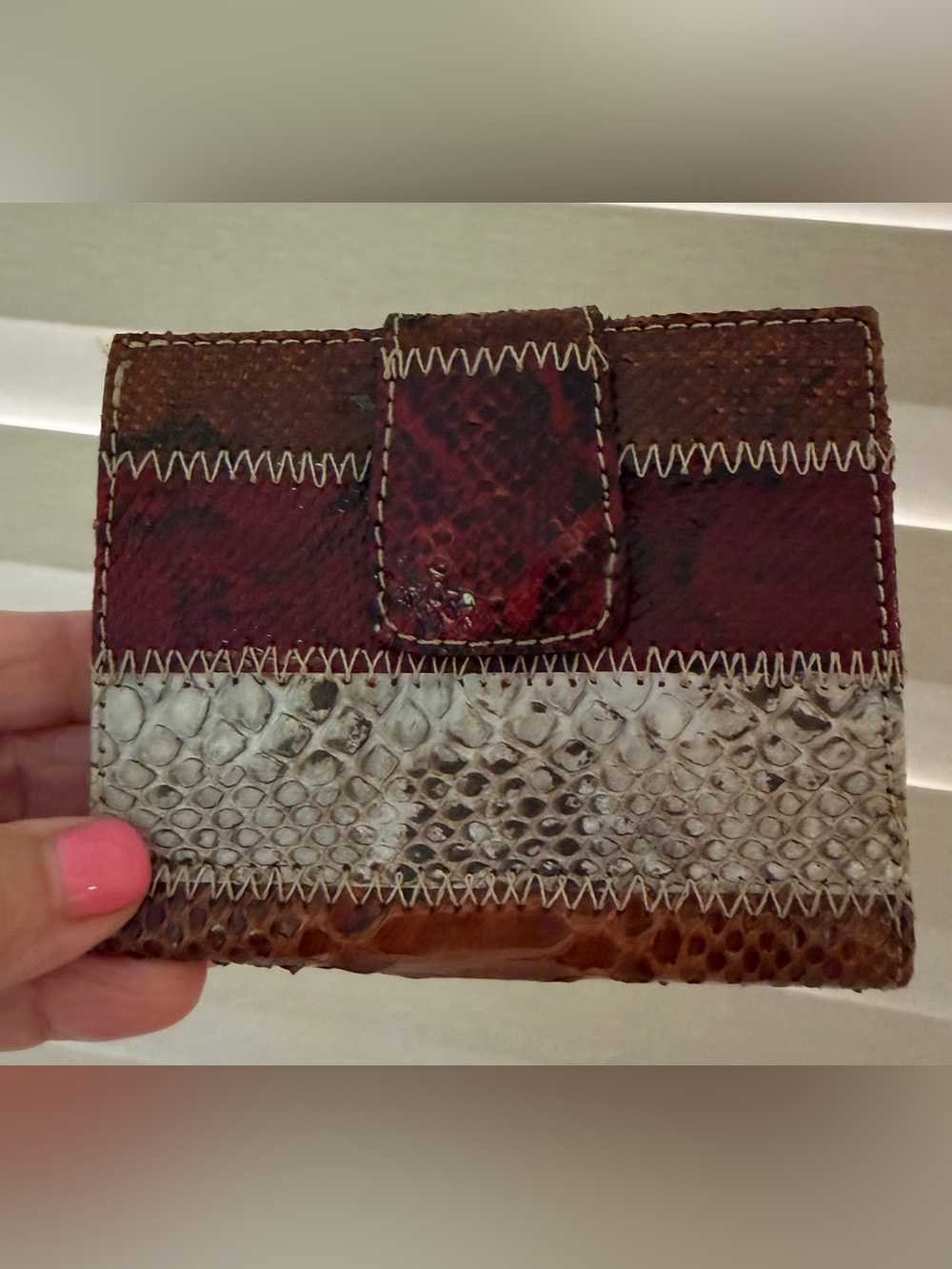 Patchwork Exotic Genuine Python Leather Bifold Wallet NWT - Picture 8 of 8